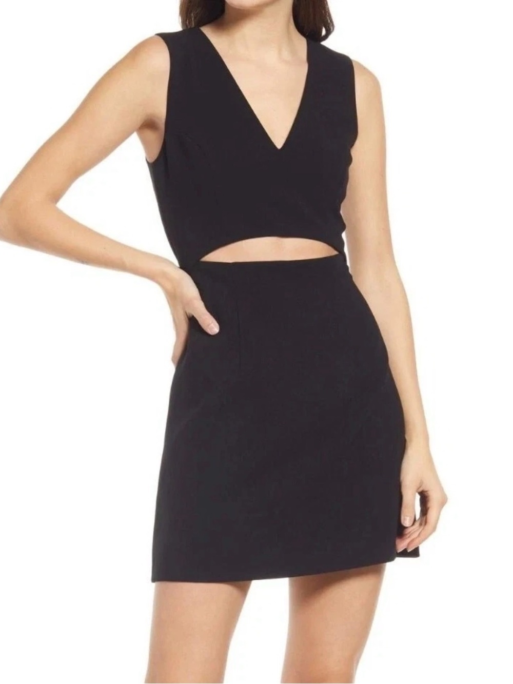 French Connection Whisper V Neck Cut Out Dress